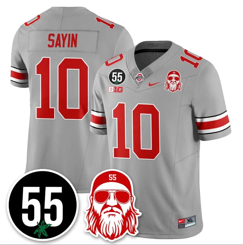 Julian Sayin Jersey #10 Ohio State Buckeyes Nick Mangold Patch Stitched - Image 3