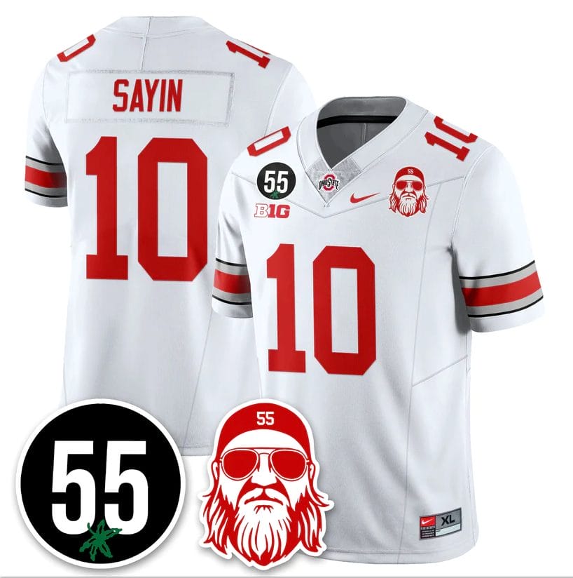Julian Sayin Jersey #10 Ohio State Buckeyes Nick Mangold Patch Stitched - Image 5