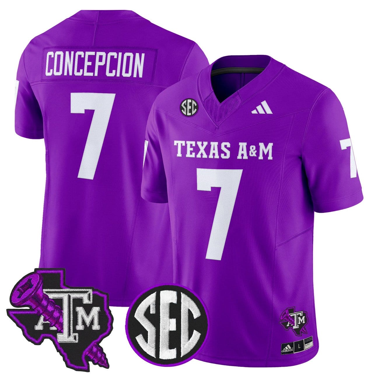 Alternative view of KC Concepcion Jersey #7 Texas A&M Aggies DJ Screw Vapor Limited Stitched