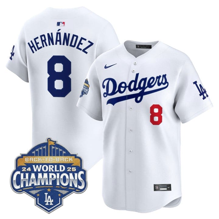 Kike Hernandez Jersey #8 Dodgers 2025 Back-To-Back Champions Stitched - Image 5