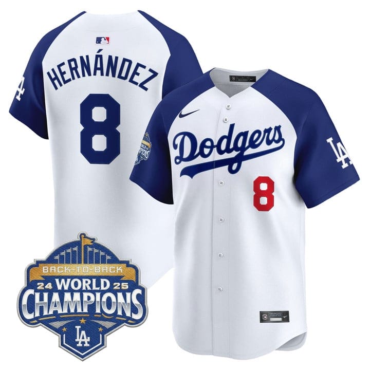 Kike Hernandez Jersey #8 Dodgers 2025 Back-To-Back Champions Stitched - Image 4