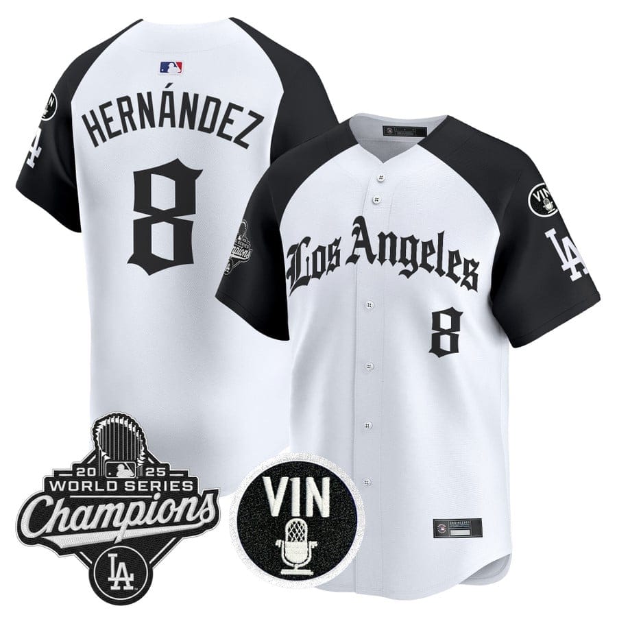Kike Hernandez Jersey #8 Dodgers 2025 World Series Champions LA Gothic