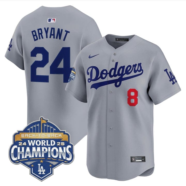 Alternative view of Kobe Bryant Jersey #8 Dodgers 2025 Back-To-Back Champions Stitched