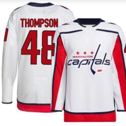 Men's Washington Capitals #48 Logan Thompson Authentic White Away Jerseyư