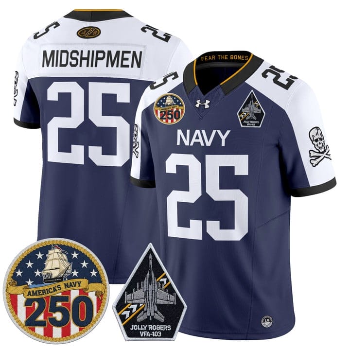 Midshipmen Jersey #25 Navy Midshipmen Jolly Rogers 250th Patch Stitched - Image 5