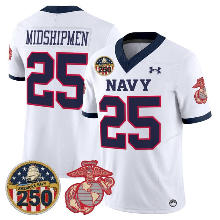 Midshipmen Jersey #25 Navy Midshipmen USMC 250th Patch Stitched - Image 3