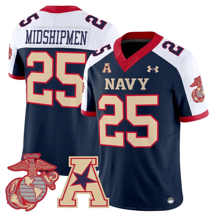 Midshipmen Jersey #25 Navy Midshipmen Vapor USMC Premier Stitched - Image 3