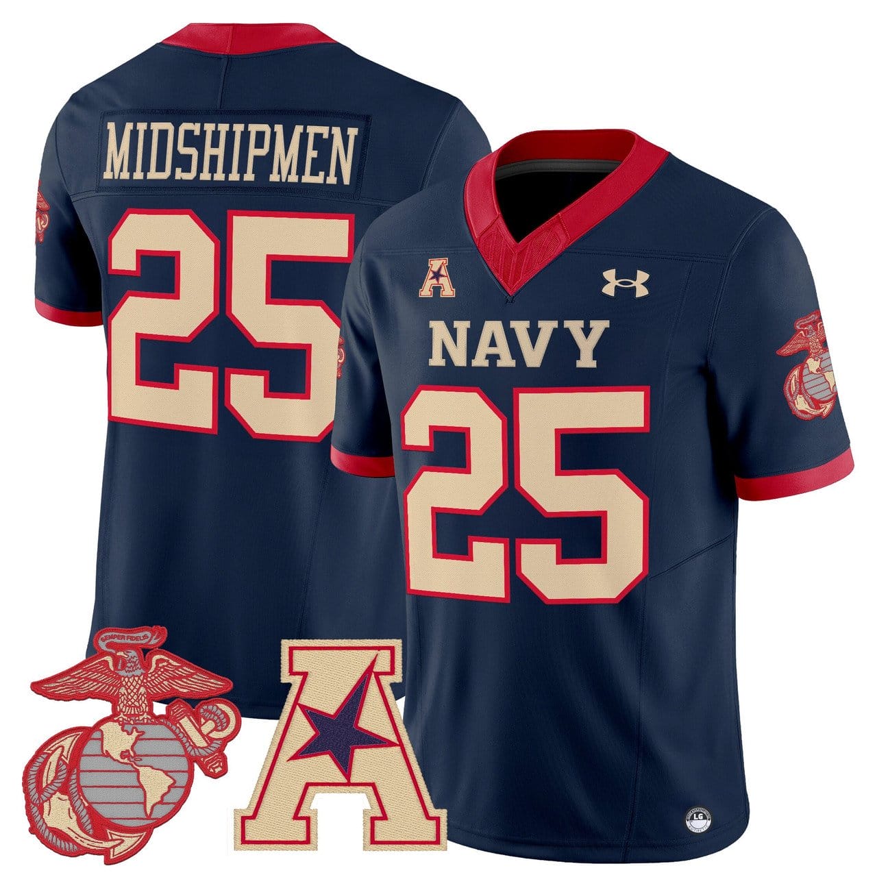 Alternative view of Midshipmen Jersey #25 Navy Midshipmen Vapor USMC Premier Stitched