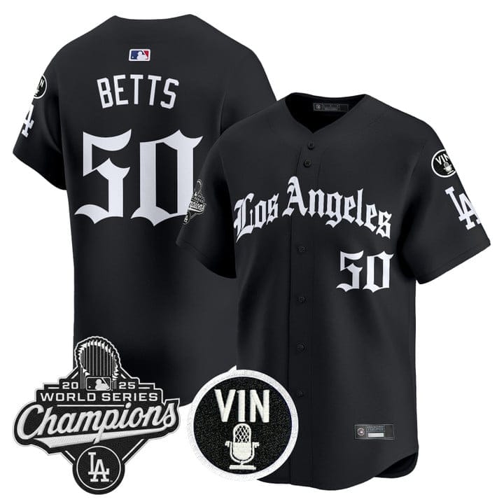 Mookie Betts Jersey #50 Dodgers 2025 World Series Champions LA Gothic - Image 3