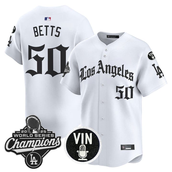 Mookie Betts Jersey #50 Dodgers 2025 World Series Champions LA Gothic - Image 5