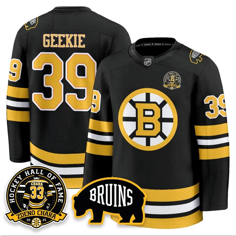 Morgan Geekie Jersey #39 Boston Bruins Premium Zdeno Chara HOF Stitched