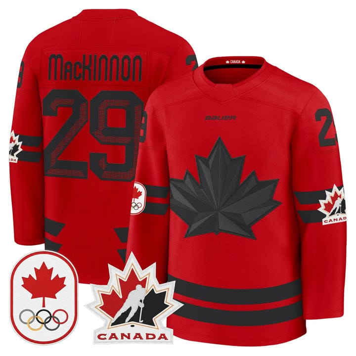 Alternative view of Nathan MacKinnon Jersey #29 Canada Olympic Premium Hockey 2026 Stitched