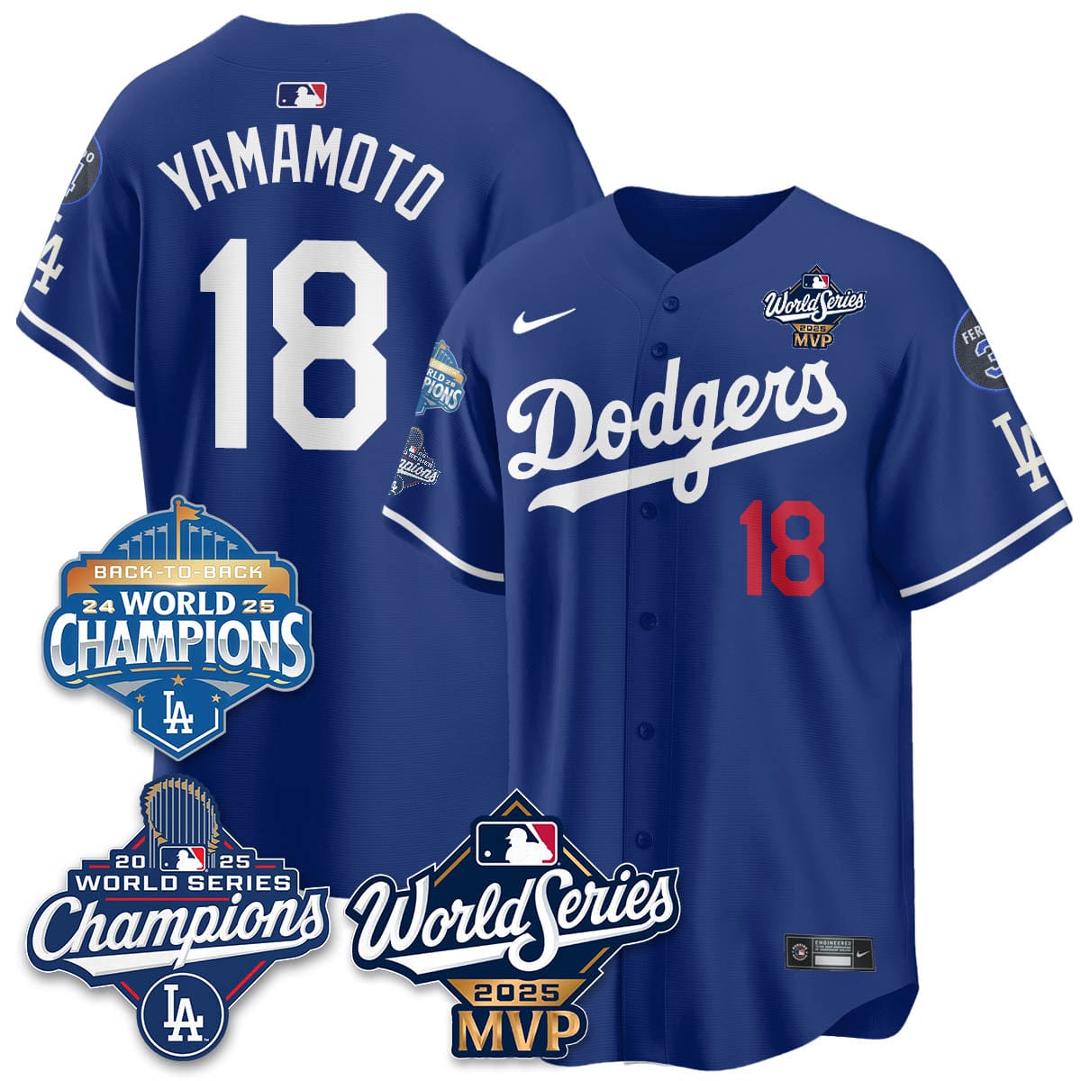 Yoshinobu Yamamoto LAD 2025 World Series MVP Jersey - All Stitched - Image 17