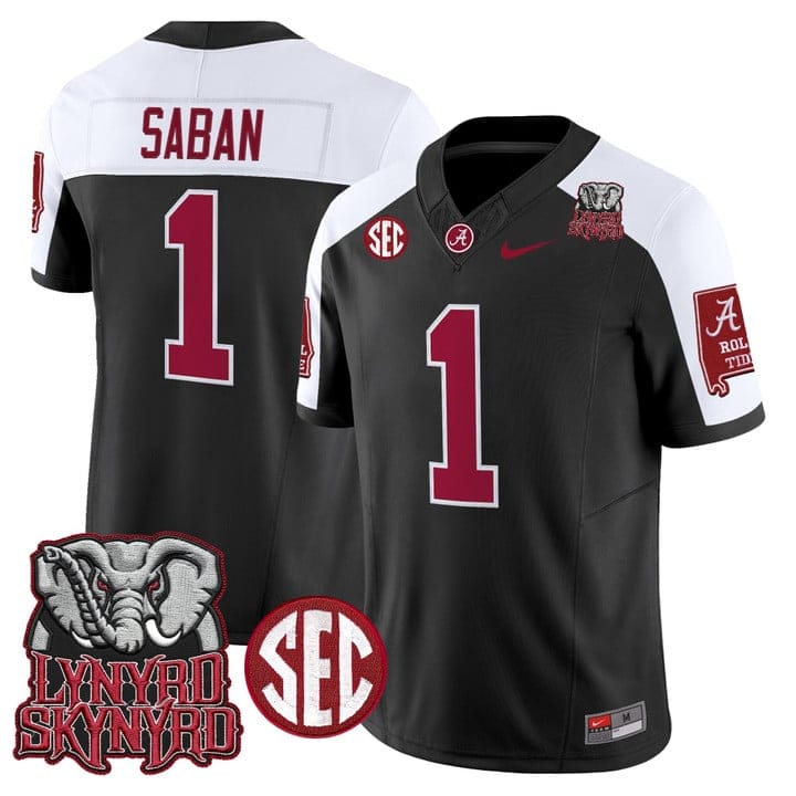 Nick Saban Jersey #1 Alabama Crimson Tide Lynyrd Skynyrd Stitched