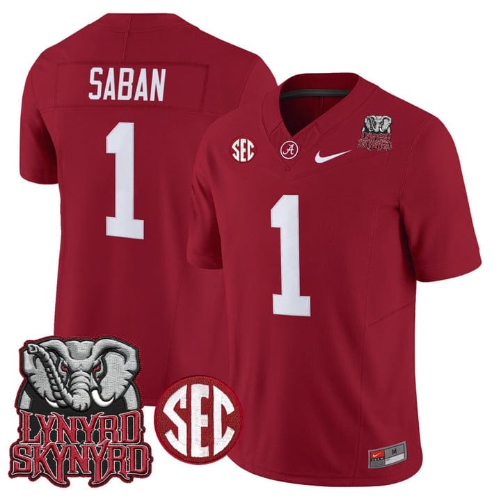 Nick Saban Jersey #1 Alabama Crimson Tide Lynyrd Skynyrd Stitched - Image 4