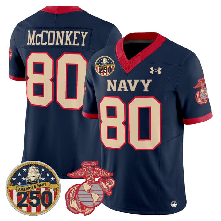 Alternative view of Phil McConkey Jersey #80 Navy Midshipmen USMC 250th Patch Stitched