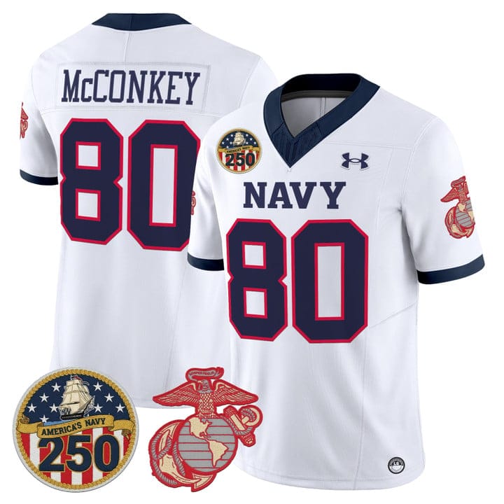 Phil McConkey Jersey #80 Navy Midshipmen USMC 250th Patch Stitched - Image 3