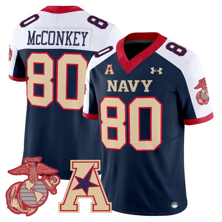 Phil McConkey Jersey #80 Navy Midshipmen Vapor USMC Premier Stitched - Image 3