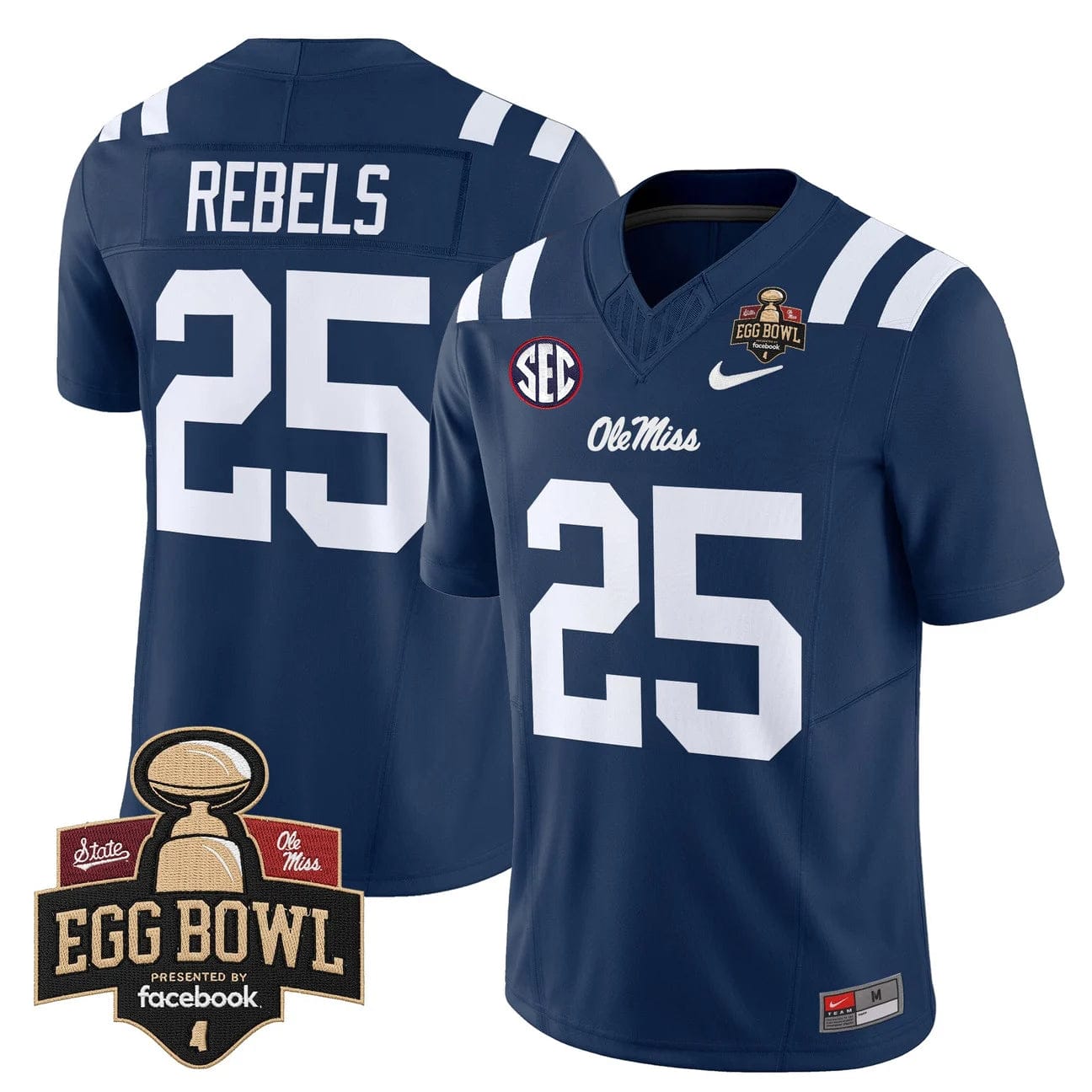 Alternative view of Rebels Jersey #25 Ole Miss Rebels 2025 Egg Bowl Vapor Limited Stitched