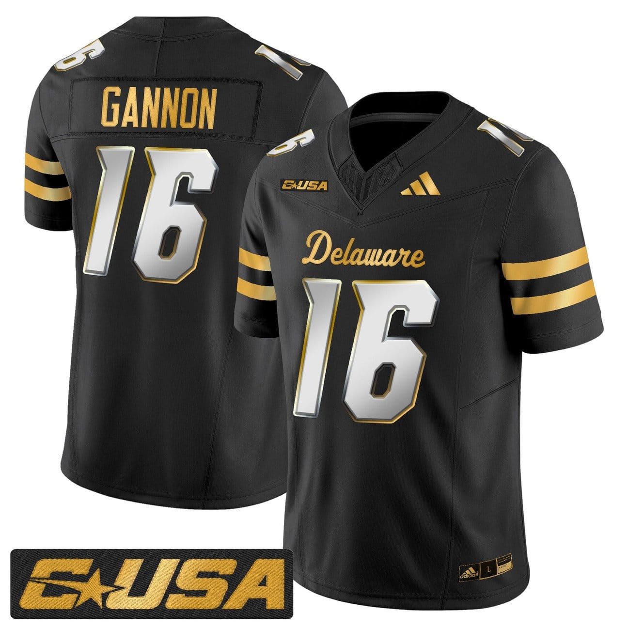 Rich Gannon Jersey #16 Delaware Blue Hens 2025 Gold Vapor Stitched - Image 3