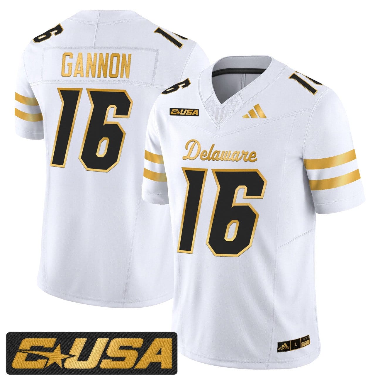 Rich Gannon Jersey #16 Delaware Blue Hens 2025 Gold Vapor Stitched - Image 4