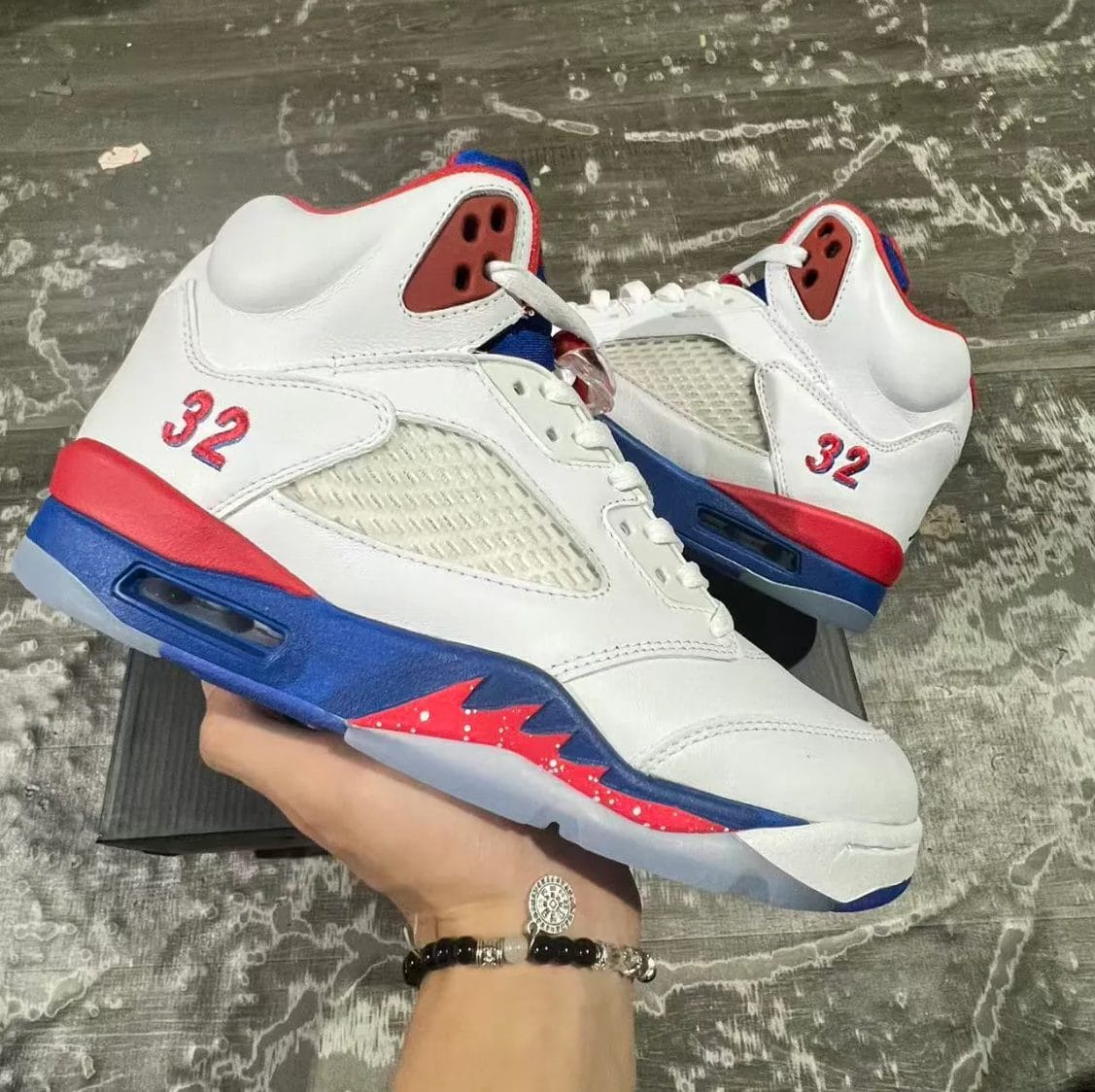 Alternative view of Air Jordan 5 White Blue Red Shoes Sneaker