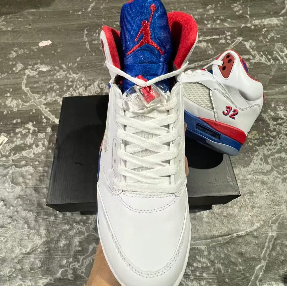 Air Jordan 5 White Blue Red Shoes Sneaker - Image 4