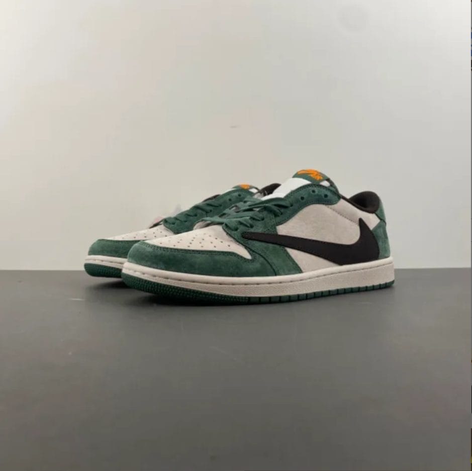 Travis Scott x Air Jordan 1 Low OG SP Green Velvet Shoes Sneakers - Image 5