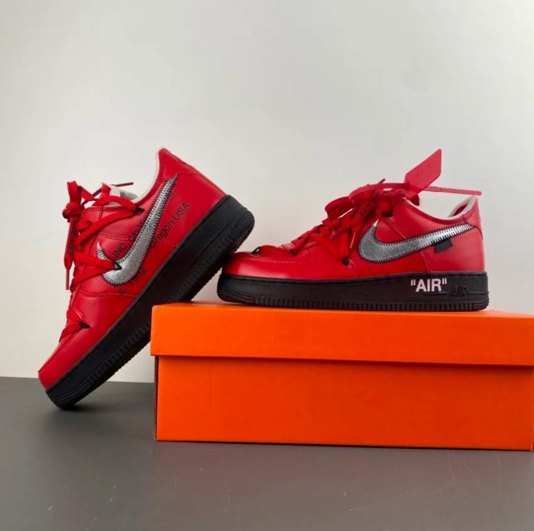 OW x Air Force 1 Low Crimson Sample Shoes Sneaker - Image 6