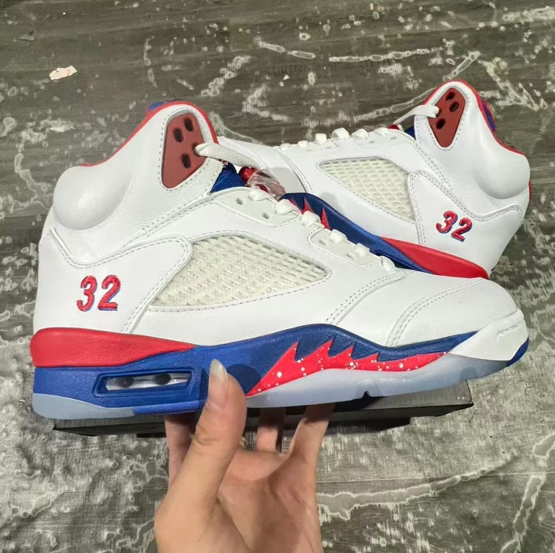 Air Jordan 5 White Blue Red Shoes Sneaker - Image 8