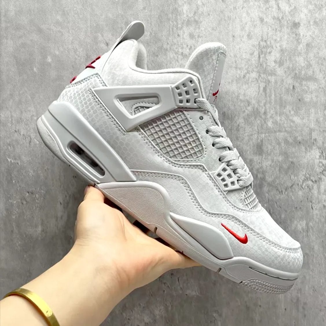 Nigel Sylvester x Air Jordan 4 White Grey Mamba Shoes Sneakers - Image 4
