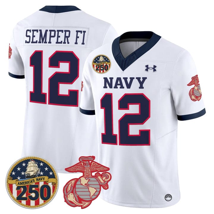 Semper Fi Jersey #12 Navy Midshipmen USMC 250th Patch Stitched - Image 3