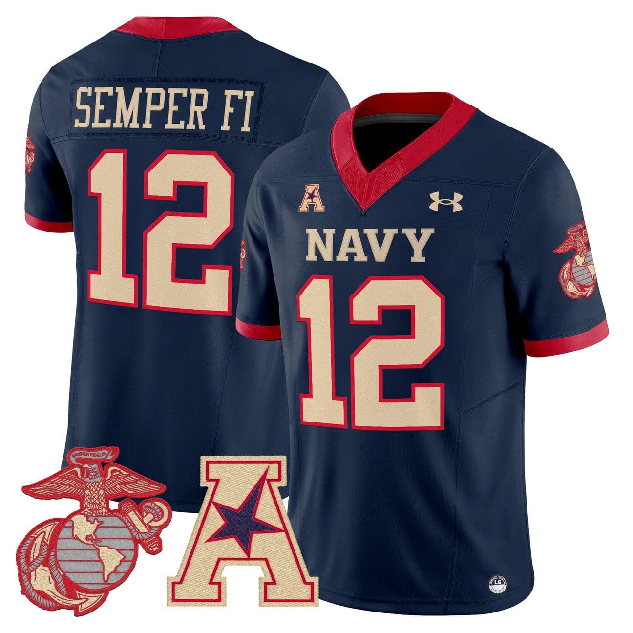 Alternative view of Semper Fi Jersey #12 Navy Midshipmen Vapor USMC Premier Stitched