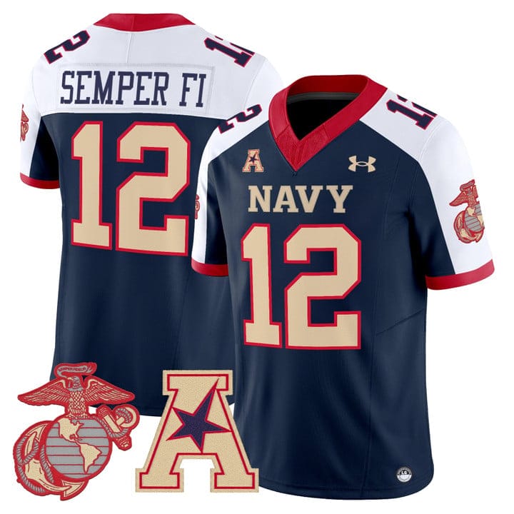 Semper Fi Jersey #12 Navy Midshipmen Vapor USMC Premier Stitched - Image 3