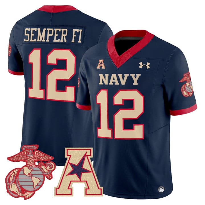 Semper Fi Jersey #12 Navy Midshipmen Vapor USMC Premier Stitched