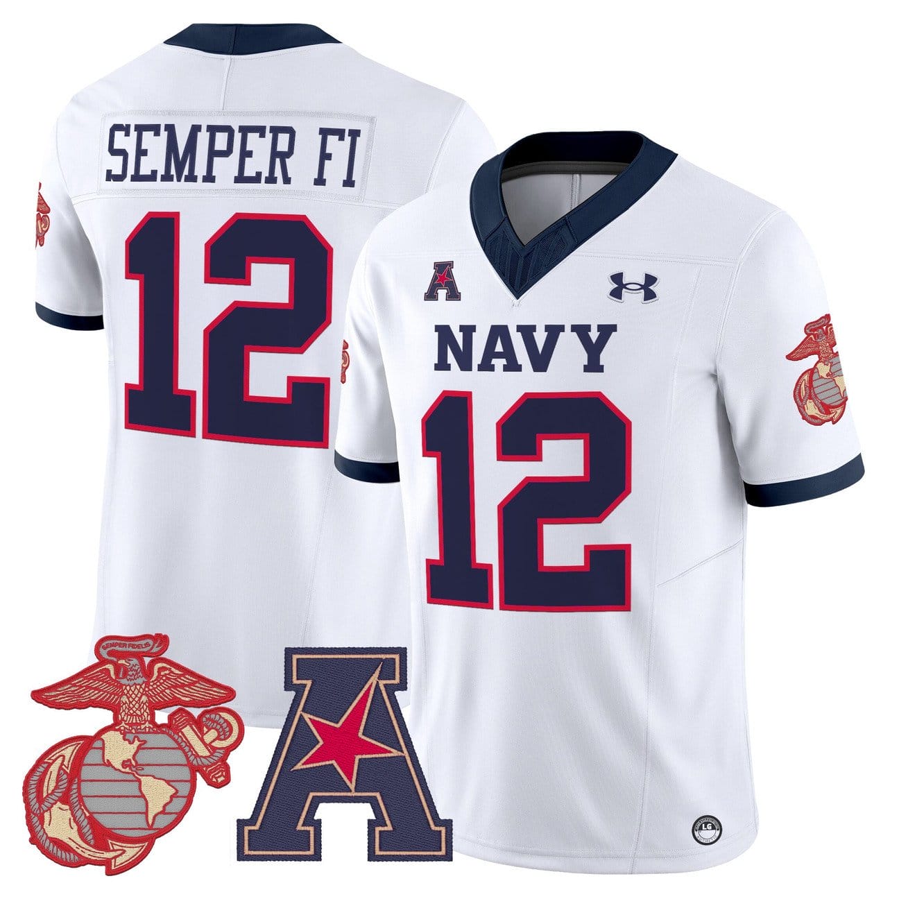 Semper Fi Jersey #12 Navy Midshipmen Vapor USMC Premier Stitched - Image 3