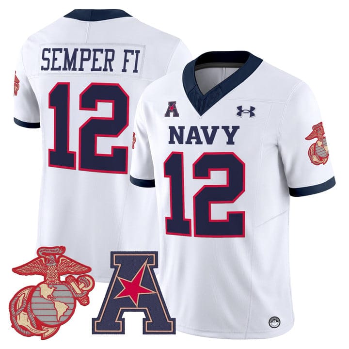 Alternative view of Semper Fi Jersey #12 Navy Midshipmen Vapor USMC Premier Stitched