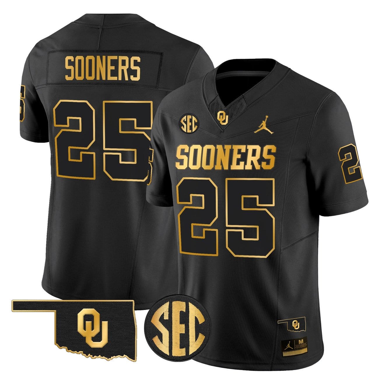 Alternative view of Sooners Jersey #25 Oklahoma Sooners 2025 Gold Vapor Limited Stitched