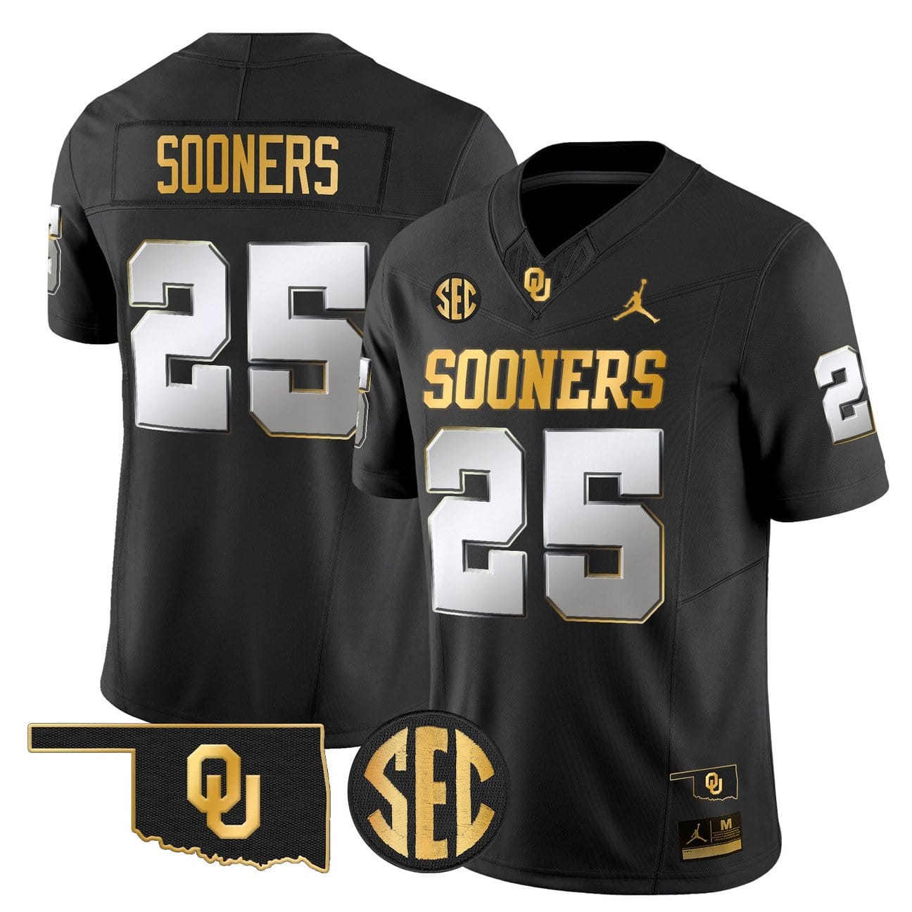 Sooners Jersey #25 Oklahoma Sooners 2025 Gold Vapor Limited Stitched - Image 3