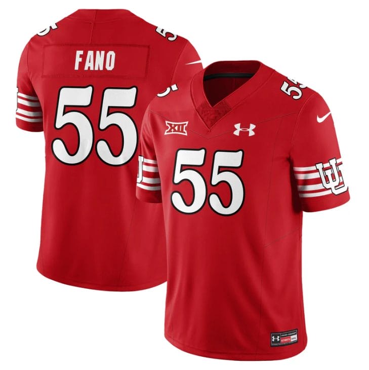 Alternative view of Spencer Fano Jersey #55 Utah Football 2025 Dark Mode Limited Stitched