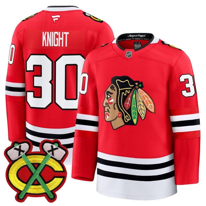 Alternative view of Spencer Knight Jersey #30 Chicago Blackhawks 2025-26 Premium Stitched