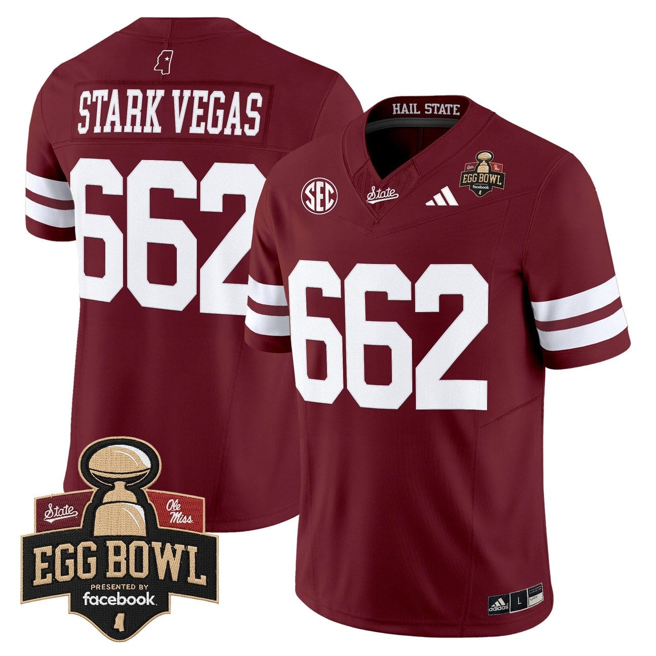 Stark Vegas Jersey #662 Mississippi State Bulldogs 2025 Egg Bowl Stitched - Image 4