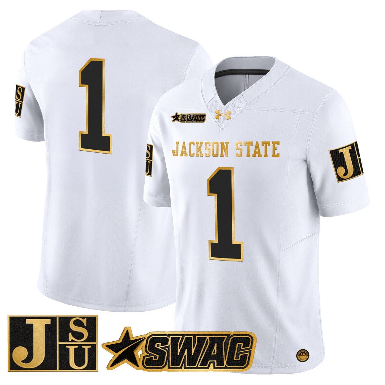 Team Jersey #1 Jackson State Tigers 2025 Gold Vapor Stitched - Image 4
