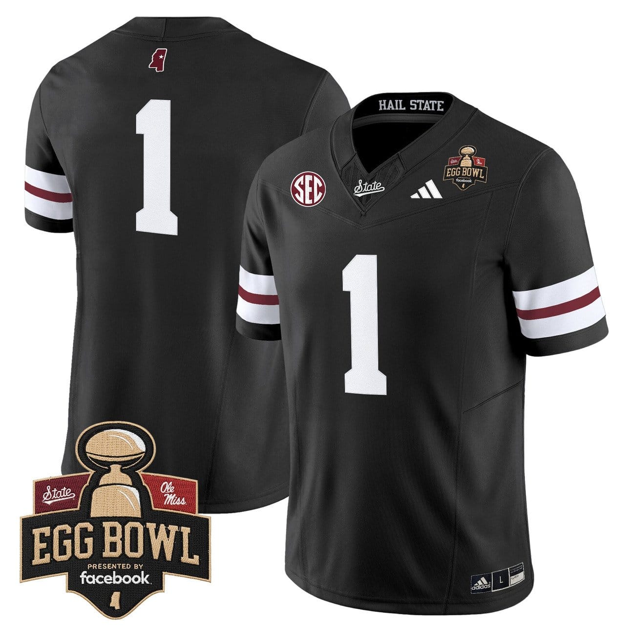 Alternative view of Team Jersey #1 Mississippi State Bulldogs 2025 Egg Bowl Stitched