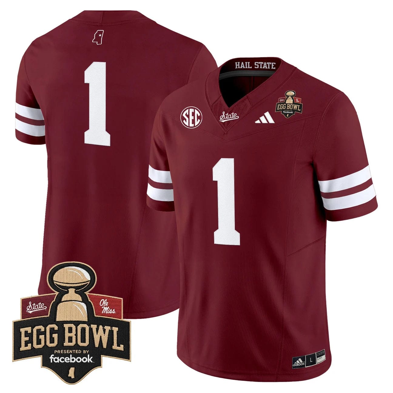 Team Jersey #1 Mississippi State Bulldogs 2025 Egg Bowl Stitched - Image 4