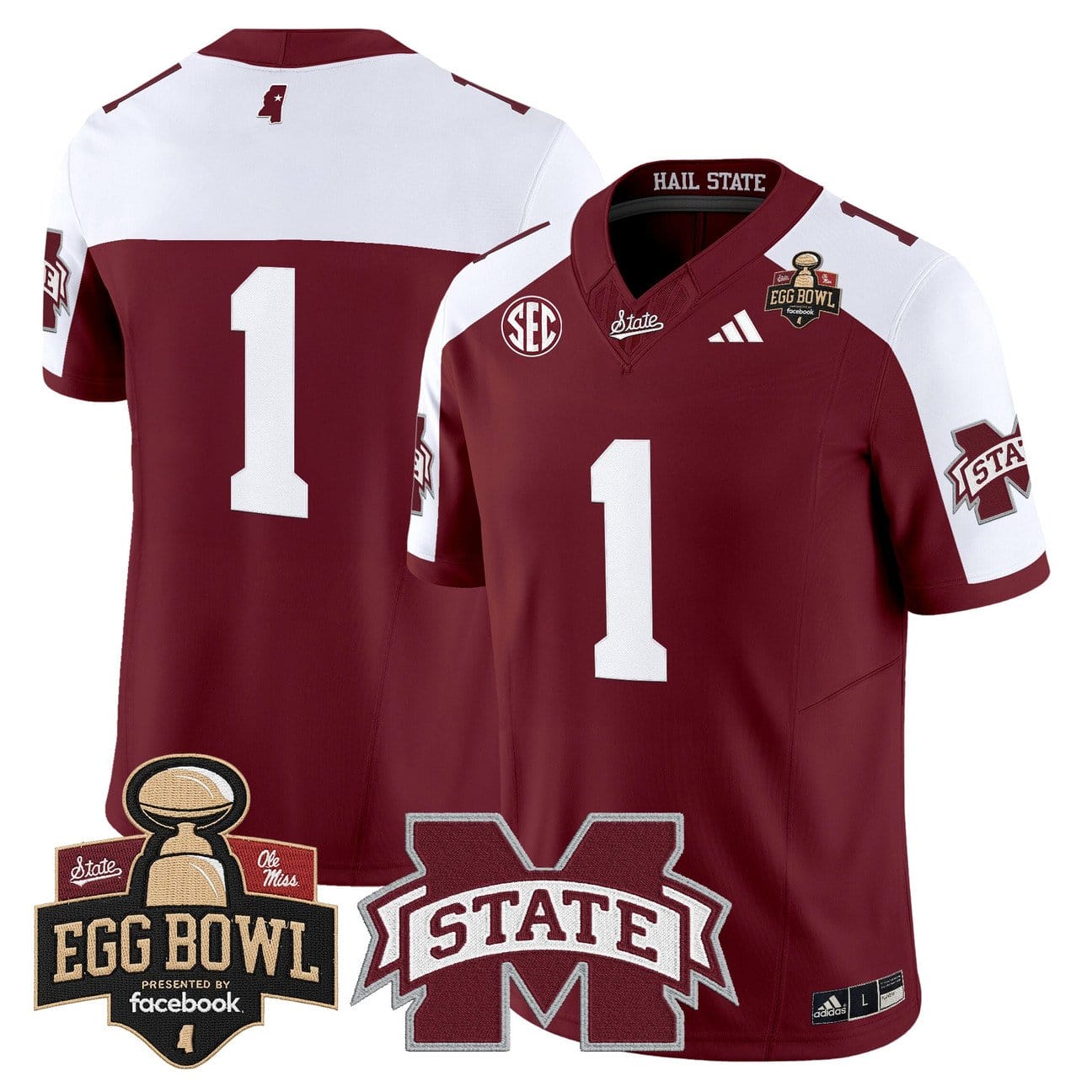 Team Jersey #1 Mississippi State Bulldogs 2025 Egg Bowl Stitched - Image 3