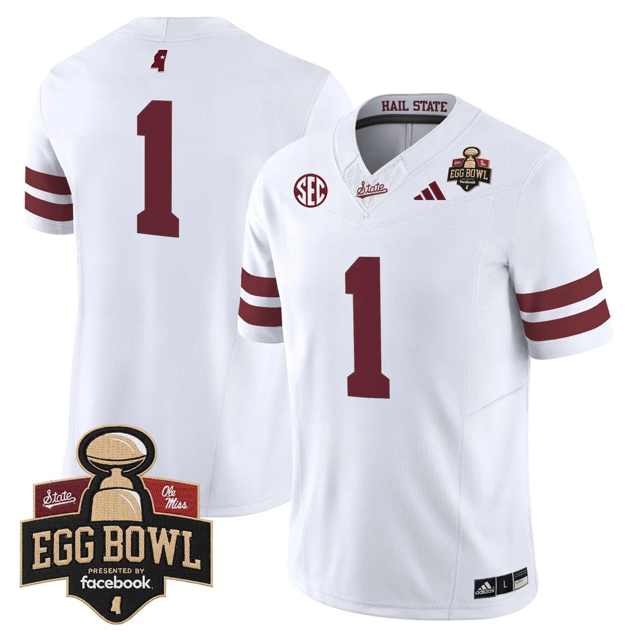 Team Jersey #1 Mississippi State Bulldogs 2025 Egg Bowl Stitched - Image 5