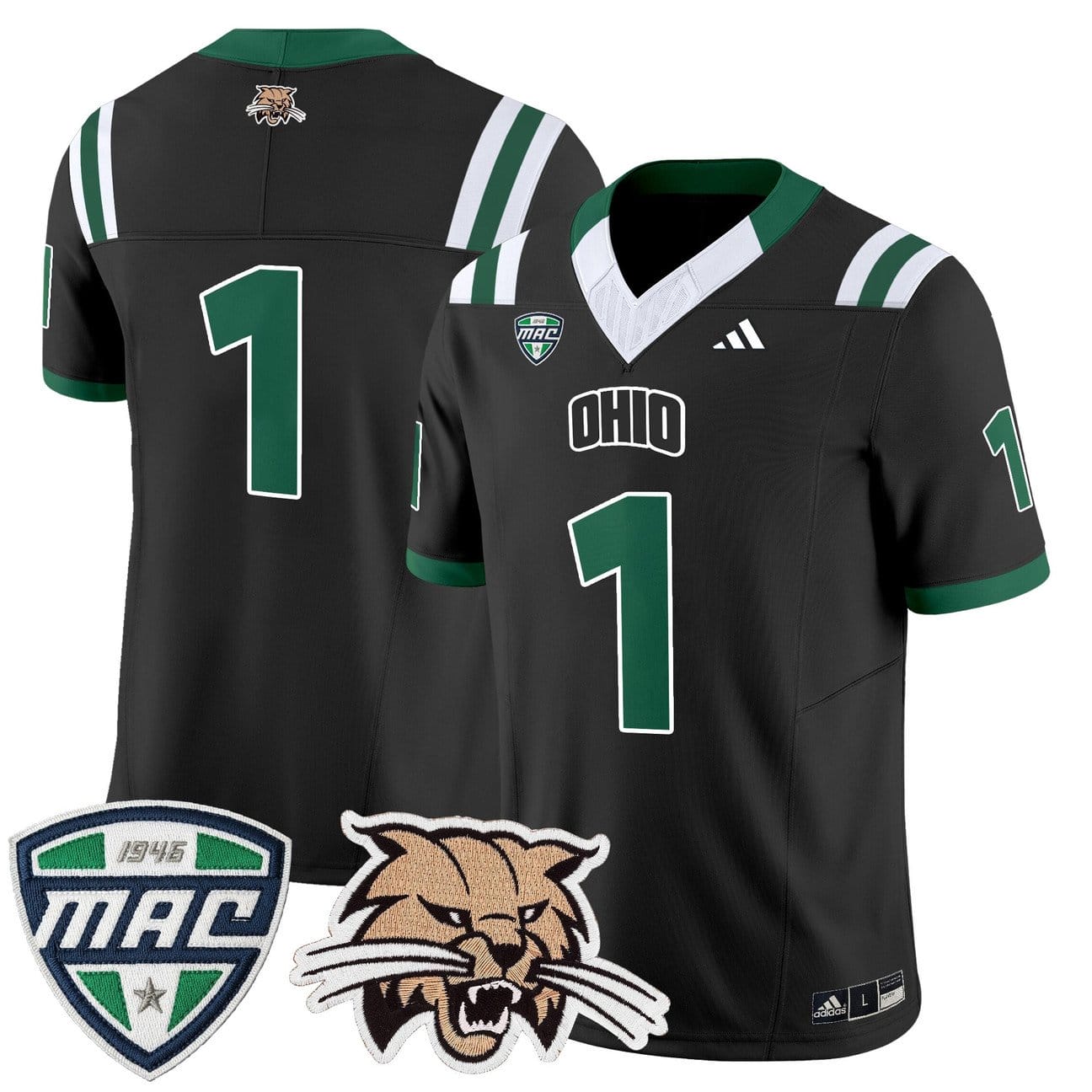 Alternative view of Team Jersey #1 Ohio Bobcats 2025 Vapor Limited Stitched