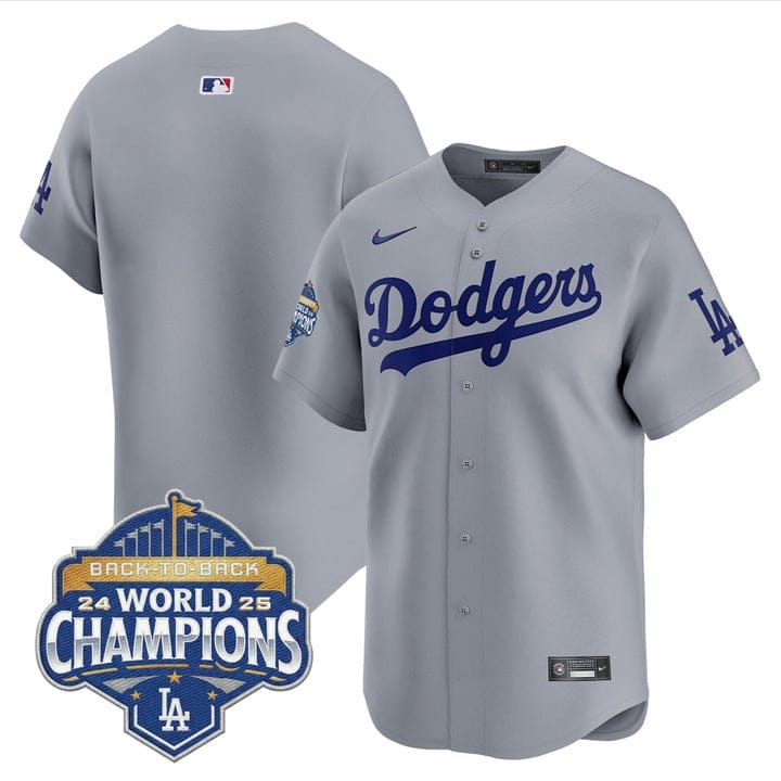 Alternative view of Team Jersey Dodgers 2025 Back-To-Back Champions Limited Stitched