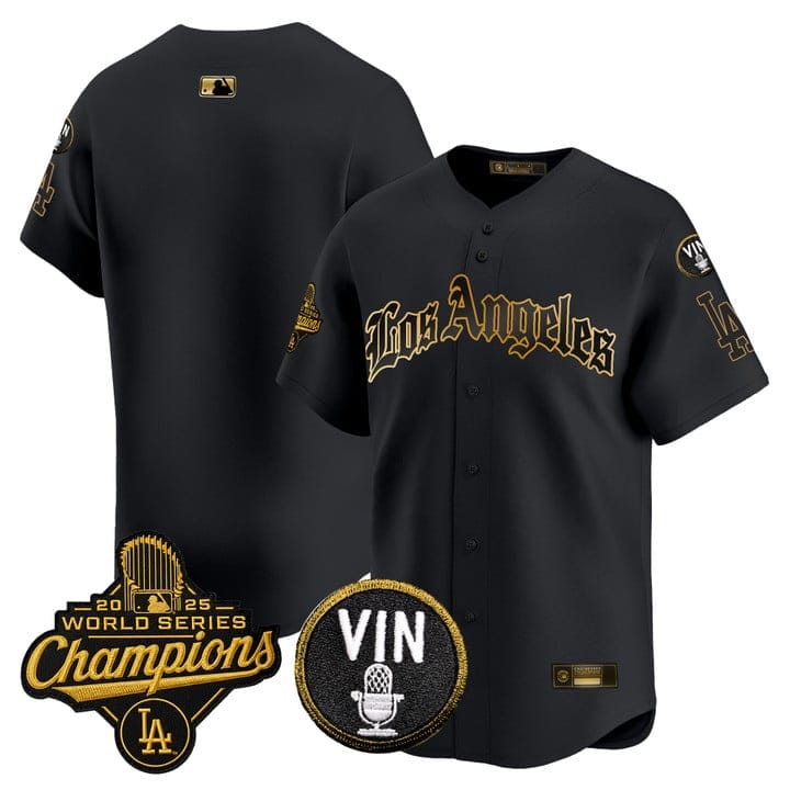 Alternative view of Team Jersey Dodgers 2025 World Series Champions LA Gothic Edition